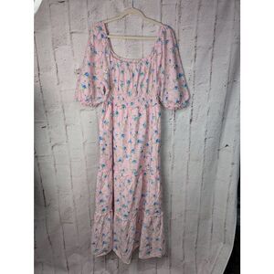 Love Shack Fancy X Target CottageCore Maxi Dress Size XL Prairie Milkmaid Pink F